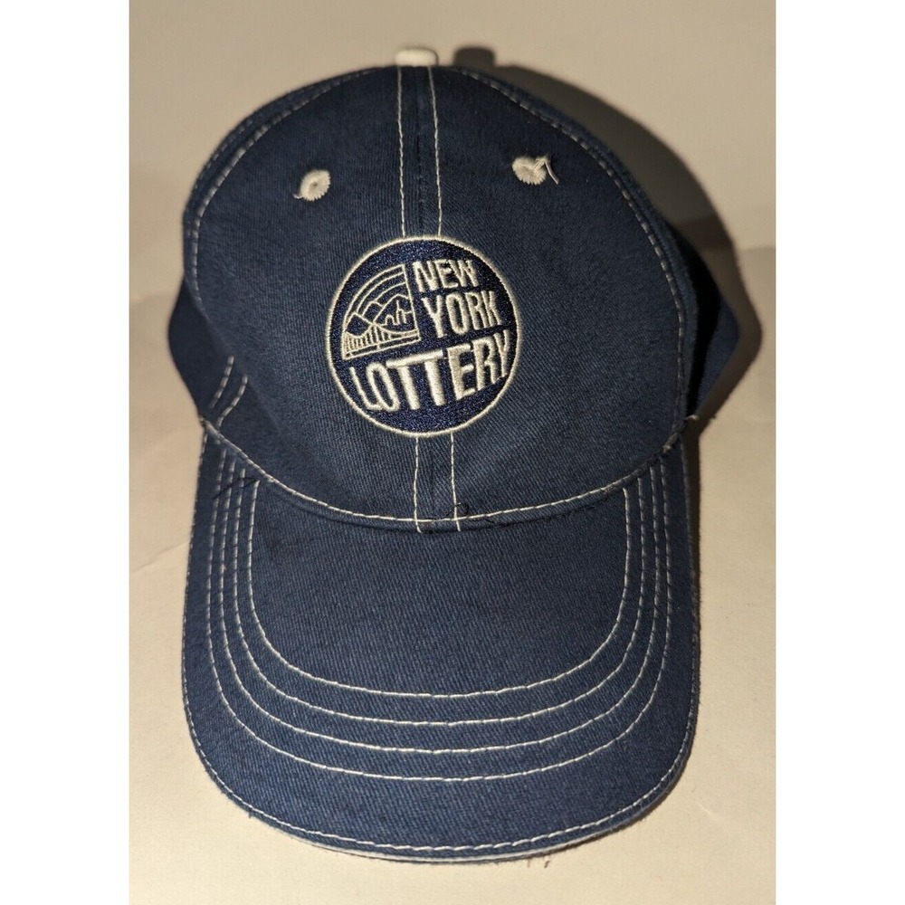 Vintage New York Lottery Strapback Hat Men's One Size Fits All Blue NYS Lotto